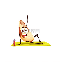 健身食物图片_卡通巴西坚果有趣的角色瑜伽或普