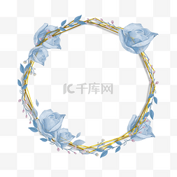 蓝花朵边框图片_蓝色玫瑰花蓝金花卉花朵边框