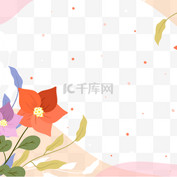 彩色花卉边框图片_圆形点缀春季花卉边框