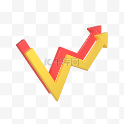 数据图统计图图片_3d黄色向上箭头折线图