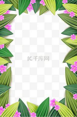 文本框竖框图片_春天剪纸花朵植物叶子海报边框