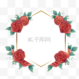 水彩结婚花卉图片_水彩玫瑰花卉婚礼边框