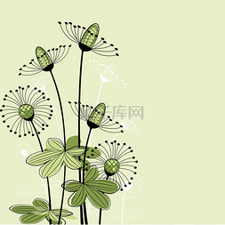 卡通园艺花图片_在绿色背景的草甸花