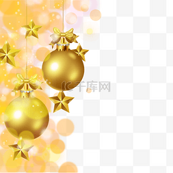 2022年壁纸图片_圣诞节装饰球黄色光斑