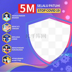 5m protokol kesehatan twibbon 对病毒的抵