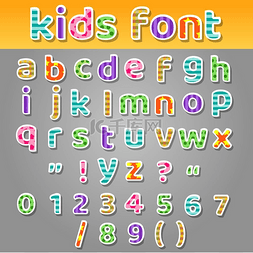 可爱的孩子拼凑图案字母表。
