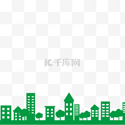 绿色房子图片_简笔城市建筑底边手账
