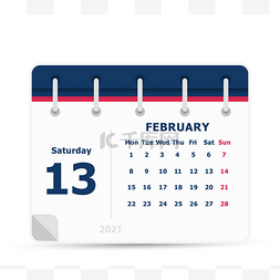 2月13日- -日历Icon -2021 - -星期一开