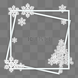 正方形几何图图片_冬天雪花剪纸边框