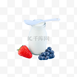 天蓝色水果图片_零食杯子新鲜酸奶