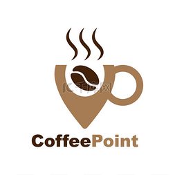咖啡店的标志。概述标识与咖啡豆