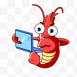 小龙虾创意图片_笔记本电脑工作龙虾