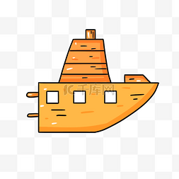 橙色白色手绘卡通帆船