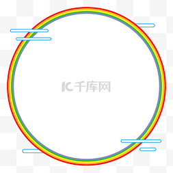 边框云彩图片_多色彩虹极简圆框