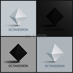 几何三维元素图片_八面体三维形状平面具有八个相等