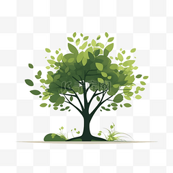 卡通绿色清新图片_扁平绿色清新小树树叶植物