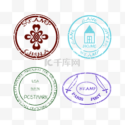 中国信件图片_邮票邮戳对称图形印章