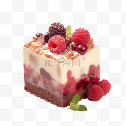 树莓图片_一个奶油树莓蛋糕甜点