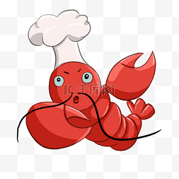可爱大龙虾图片_红色小厨师帽龙虾剪贴画