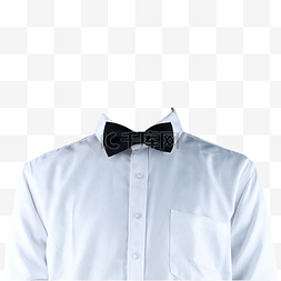 领结白色图片_正装白衬衫摄影图领结