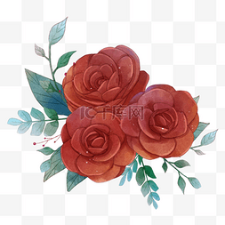 红色花朵花朵装饰图片_红色山茶花水彩装饰