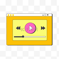 网页模板黄色图片_音乐暂停键黄色粉色网页图片