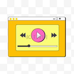 音乐暂停键黄色粉色网页图片