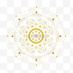 黄色抽象圆点图片_曼陀罗图案抽象黄色圆点图形