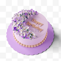 紫色花朵生日蛋糕