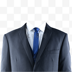 戴领带的企鹅图片_黑西装蓝领带摄影图白衬衫