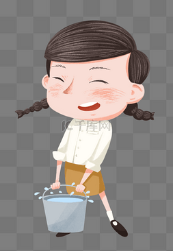 劳动节女孩提水桶