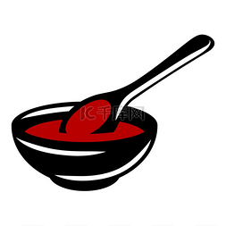 带酱汁的碗的插图。