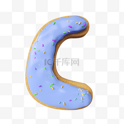 蓝色立体字母图片_甜甜圈英文字母c