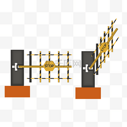 通道免抠图片_汽车障碍门禁交通安全卡通