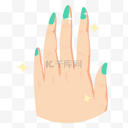 彩妆卡通图片_美甲彩妆绿色指甲的手