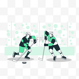 团队装饰插画图片_两个曲棍球冰球运动员赛场比赛插
