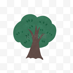 手绘卡通绿色大树图片_卡通绿色大树免抠元素
