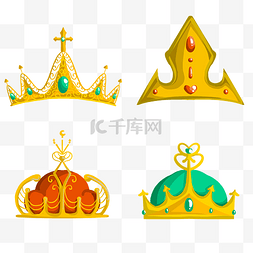卡通黄金彩色宝石皇冠