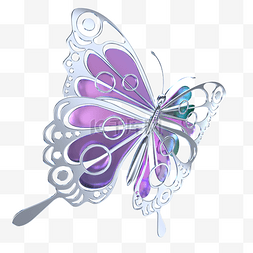 蝴蝶蜜蜂采蜜图片_流行抽象3D立体紫色镭射酸性风琉