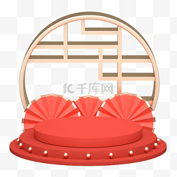 电商木产品台图片_3DC4D立体中式电商展台中国风底座