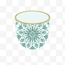 花纹装饰青色茶杯