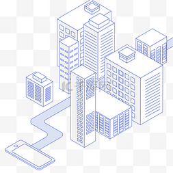科技线条建筑图片_线性手机城市高楼