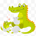 鳄鱼妈妈和宝宝斯堪的纳威亚风格动物