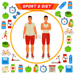 运动和饮食男性改变身体海报与图