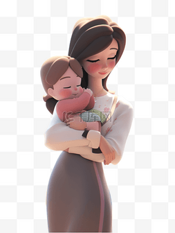 母亲节送温暖图片_母亲节母亲和孩子的人物形象3D立
