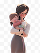 母亲节母亲和孩子的人物形象3D立体