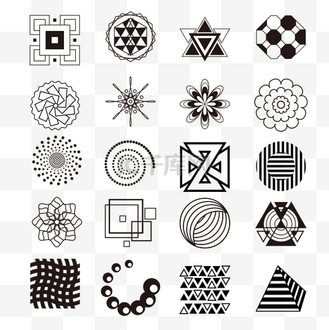 不规则几何图形黑白套图