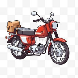 卡通风格红色摩托车