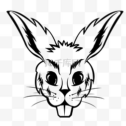 兔头logo黑白线描