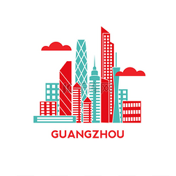 城市建筑背景卡通图片_广州城市天际线